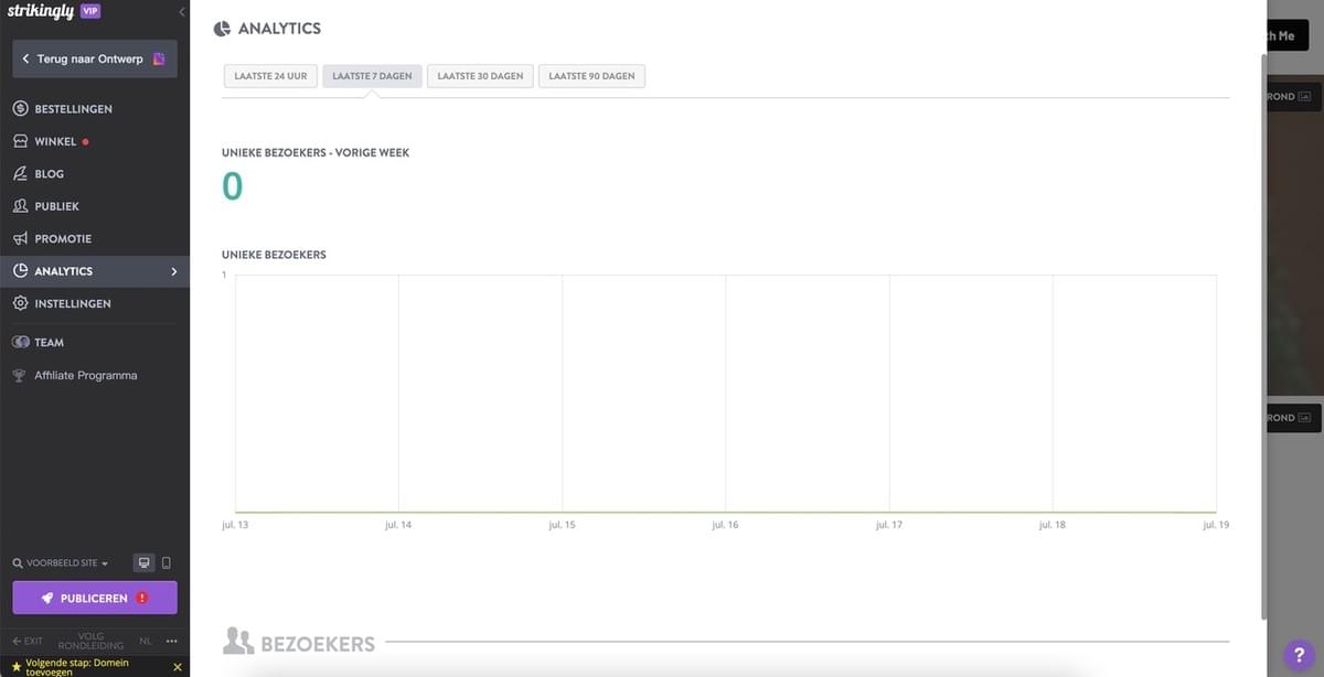 Strikingly Analytics Dashboard