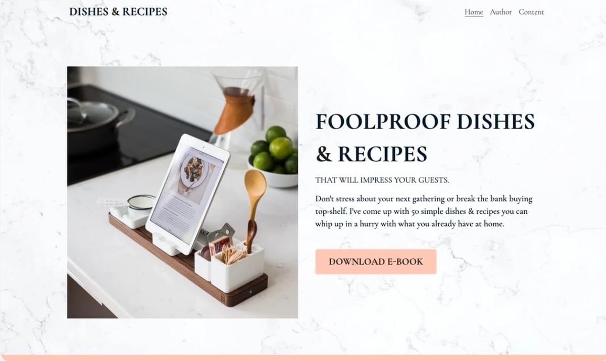 Modelo de Pratos & Receitas da Strikingly