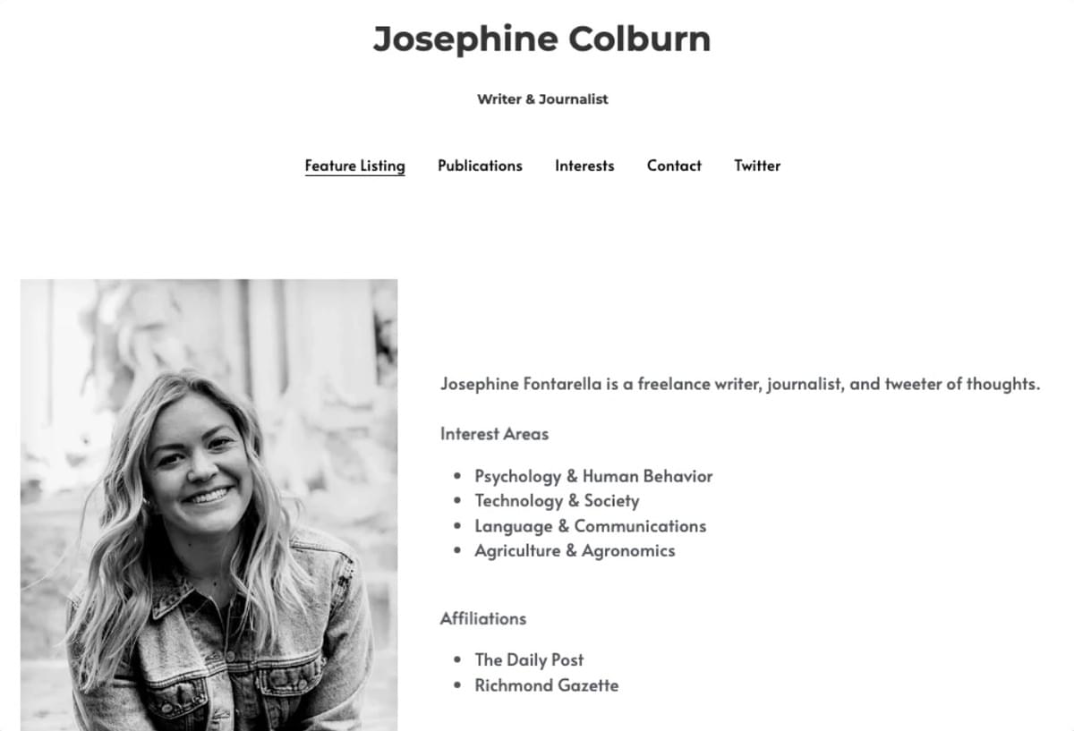 Website Bio vanuit Eenvoudige Persoonlijke Sjabloon