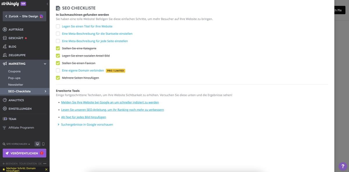 Auffallend SEO-Checkliste