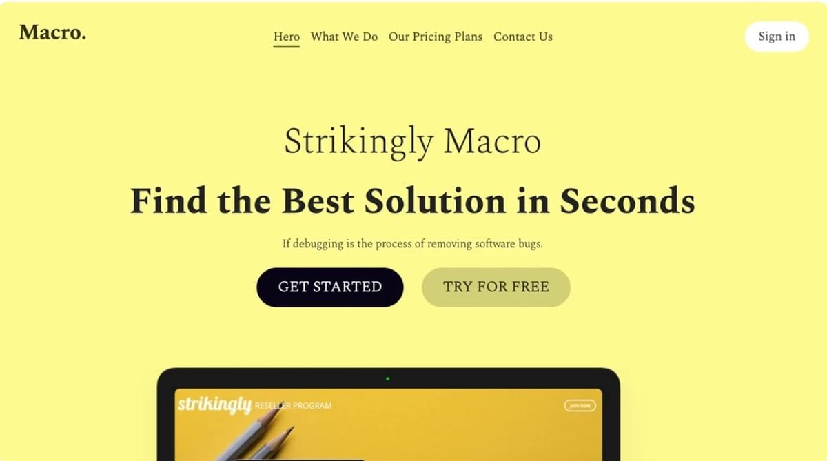 Macro Business Website Sjabloon van Strikingly