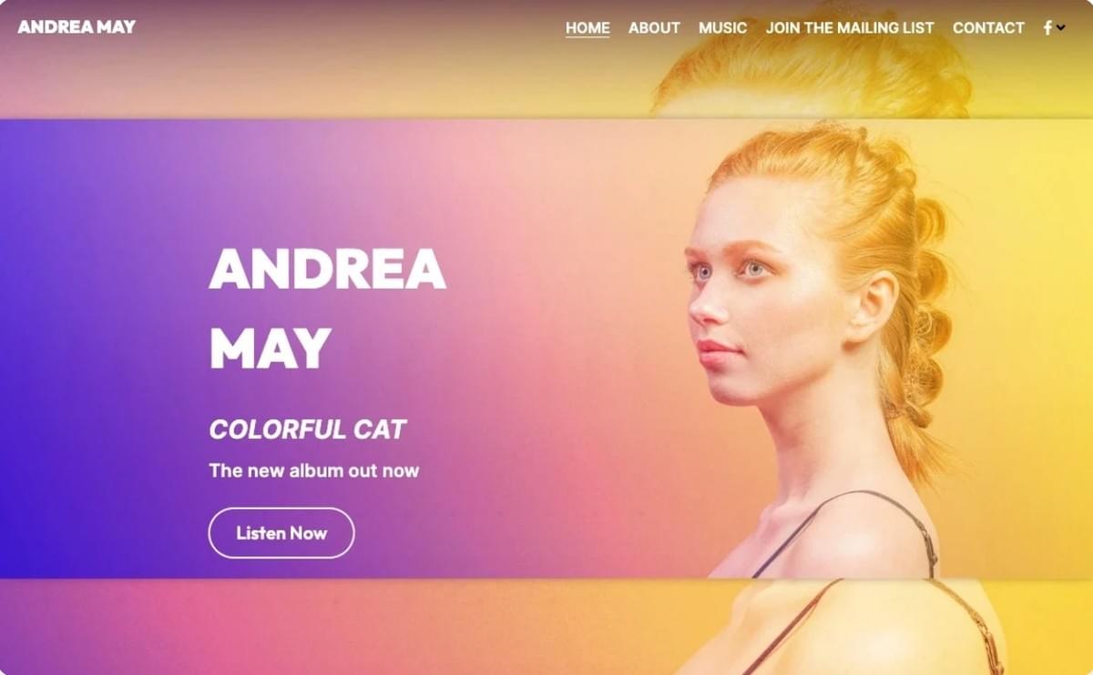 Andrea May Vorlage von Strikingly