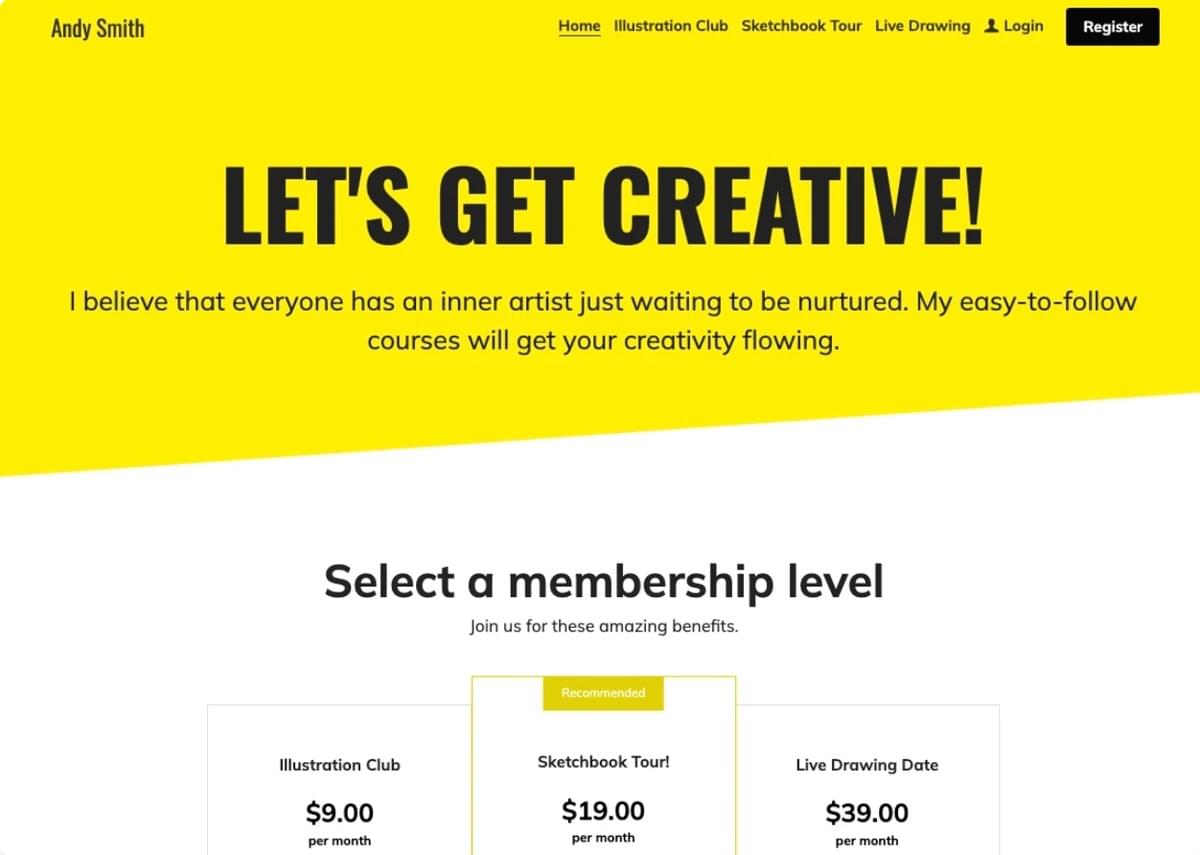 Laten We Creatief Worden Sjabloon van Strikingly