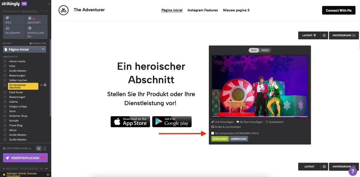 Homepage-Design mit Strikingly – Call-to-Action (CTA)