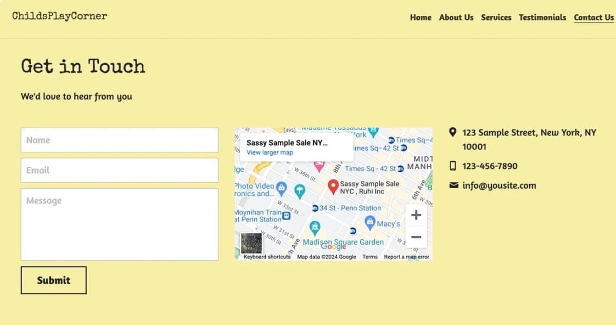 Kid Class Template van Strikingly