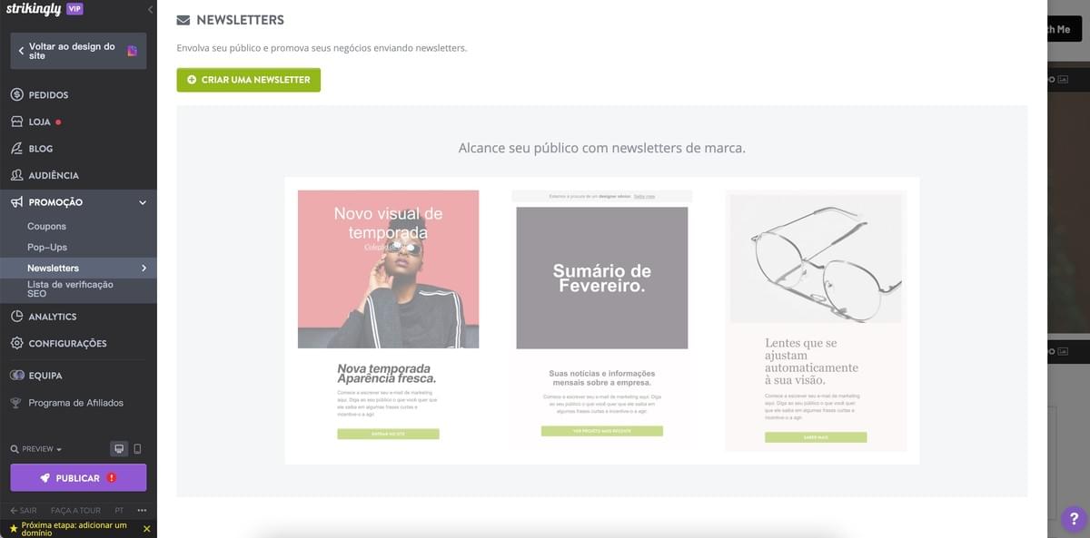 Strikingly Newsletter Recurso