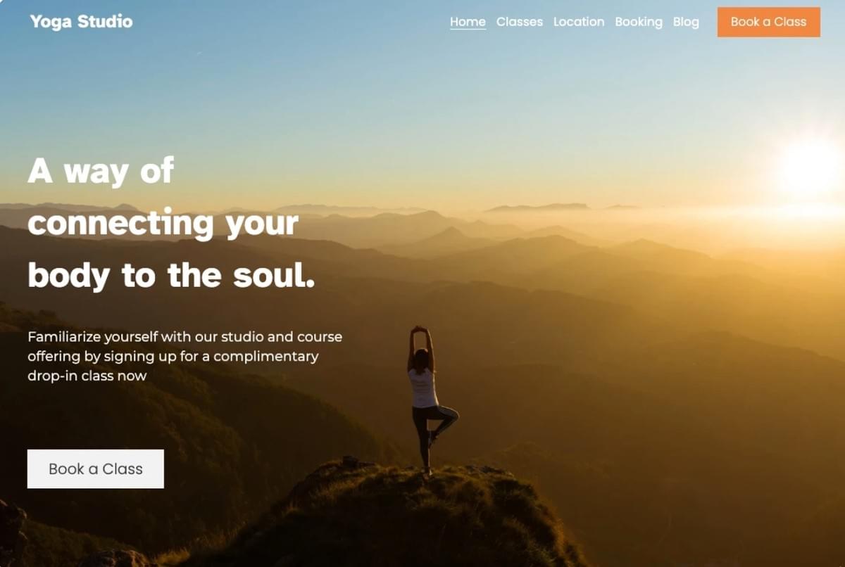 Yoga Template van Strikingly