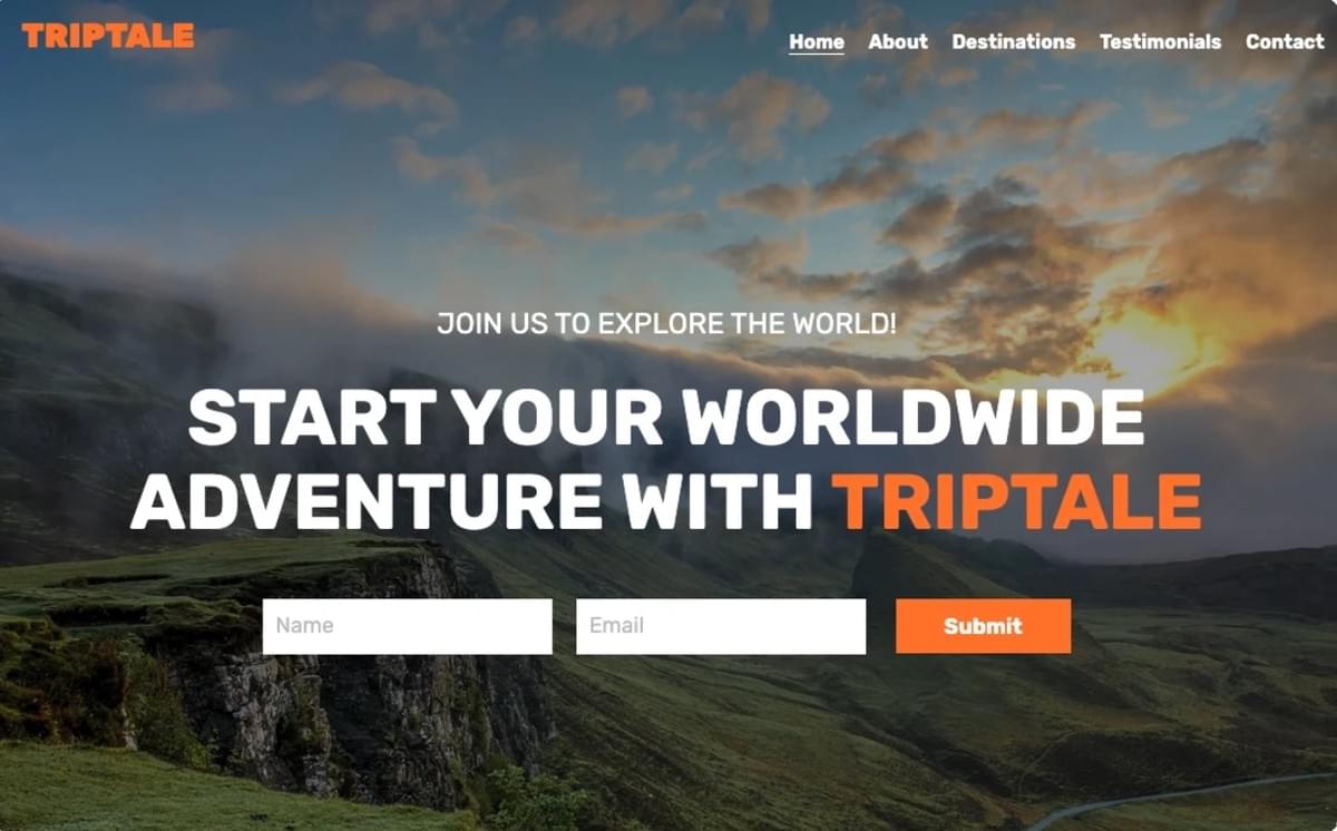Modelo TripTale da Strikingly