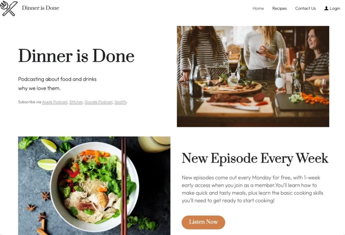Template Jantar Pronto da Strikingly