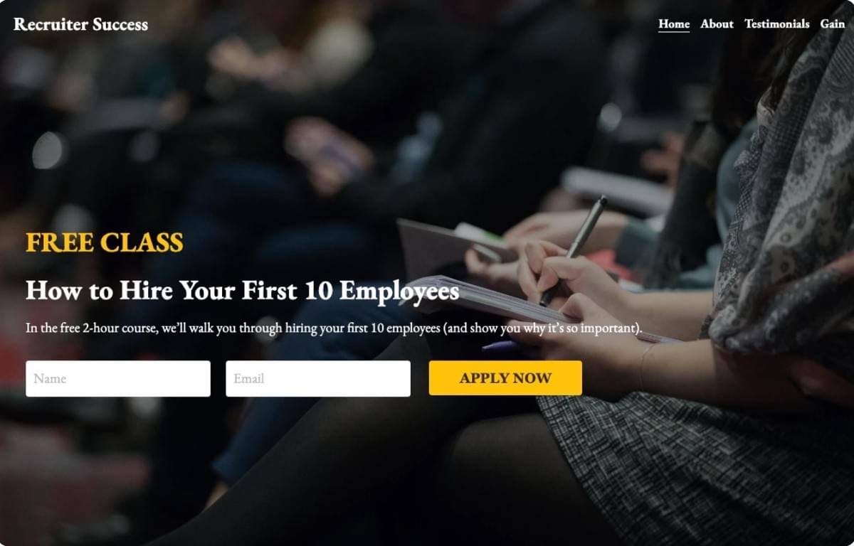 Recruiter-Erfolgsvorlage von Strikingly