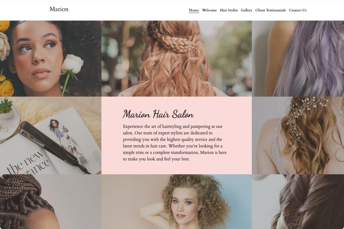 Modelo de Salão de Beleza da Strikingly