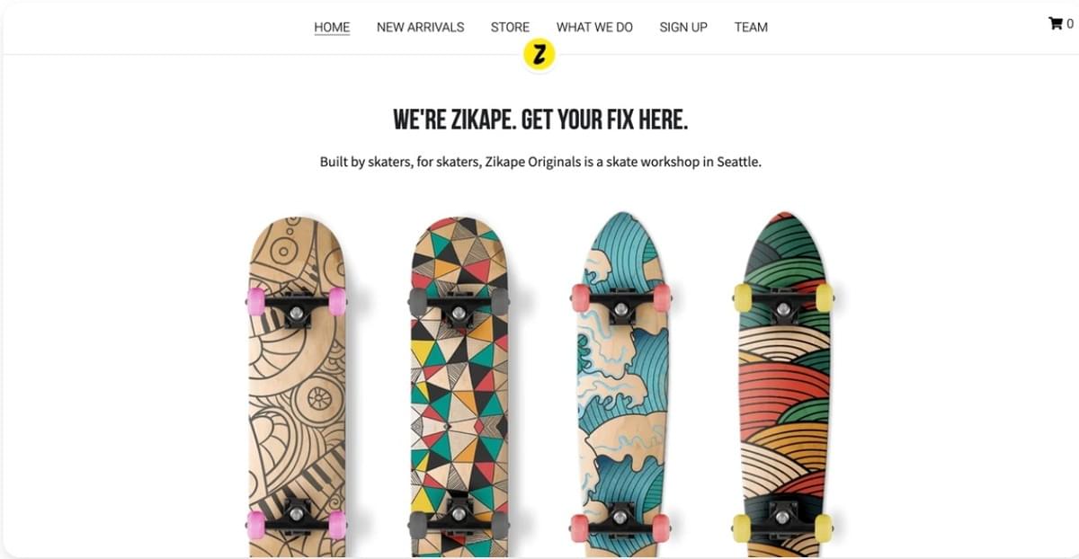 Template Zikape da Strikingly