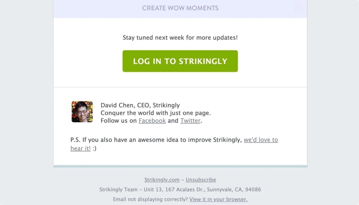 Strikingly E-mail Afsluiting