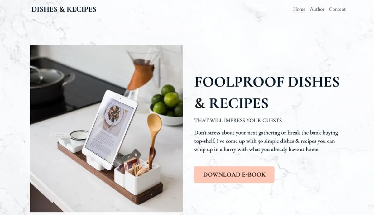 Template de Pratos & Receitas da Strikingly