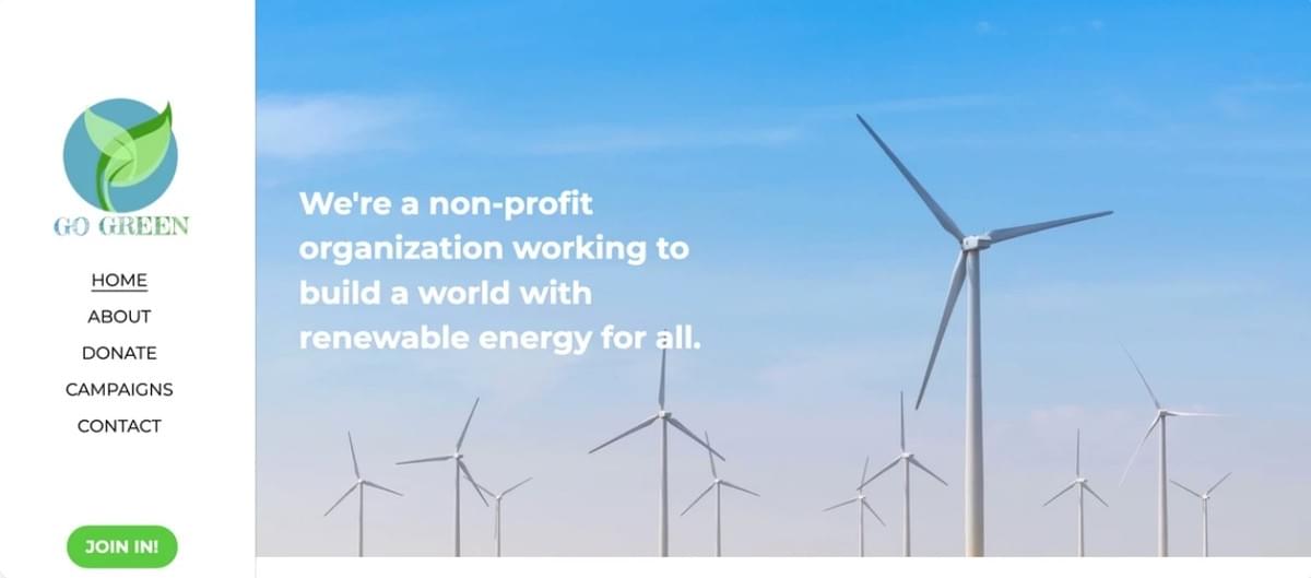 GoGreen One Page Website Sjabloon van Strikingly
