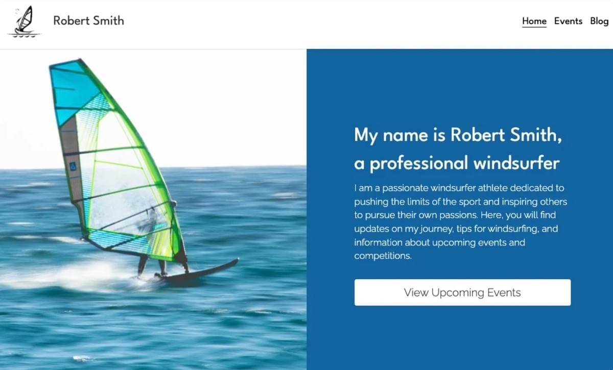 Modelo Windsurfer da Strikingly