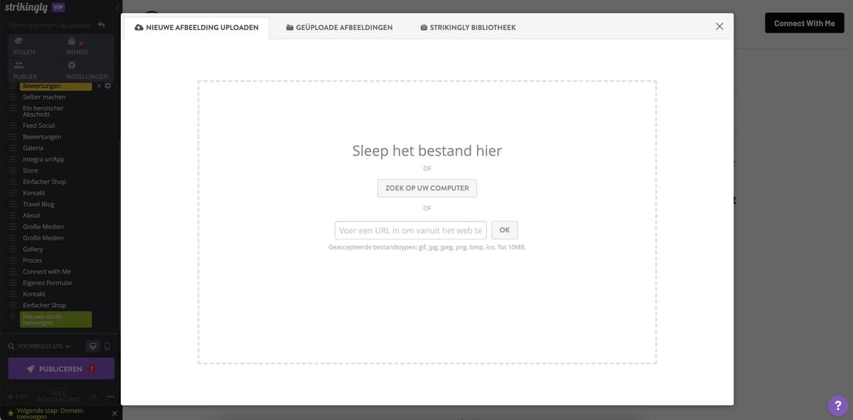 Hoe voeg je een vectorafbeelding toe aan een Strikingly-website -  Upload of kies je vectorillustratie