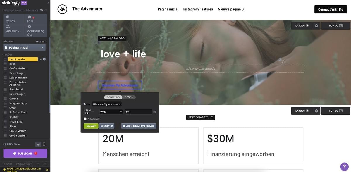 Modelo Zine da Strikingly