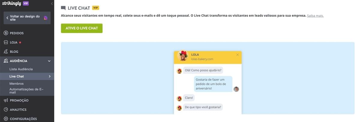 Ative o Chat ao Vivo