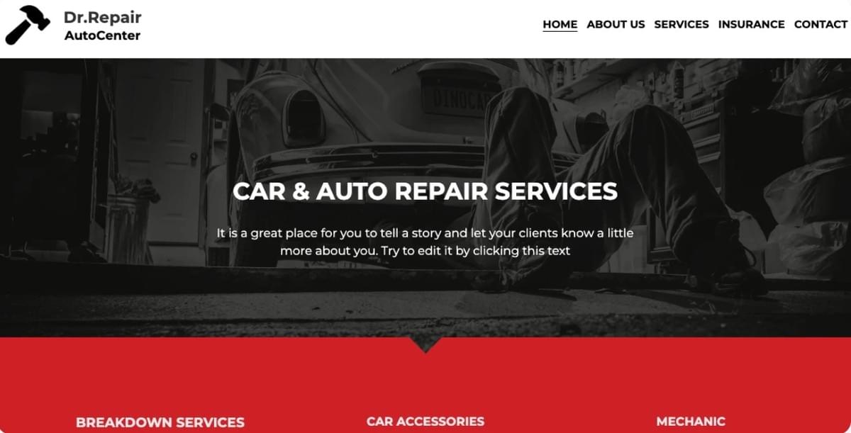 Website-Vorlage für Kfz-Mechaniker von Strikingly