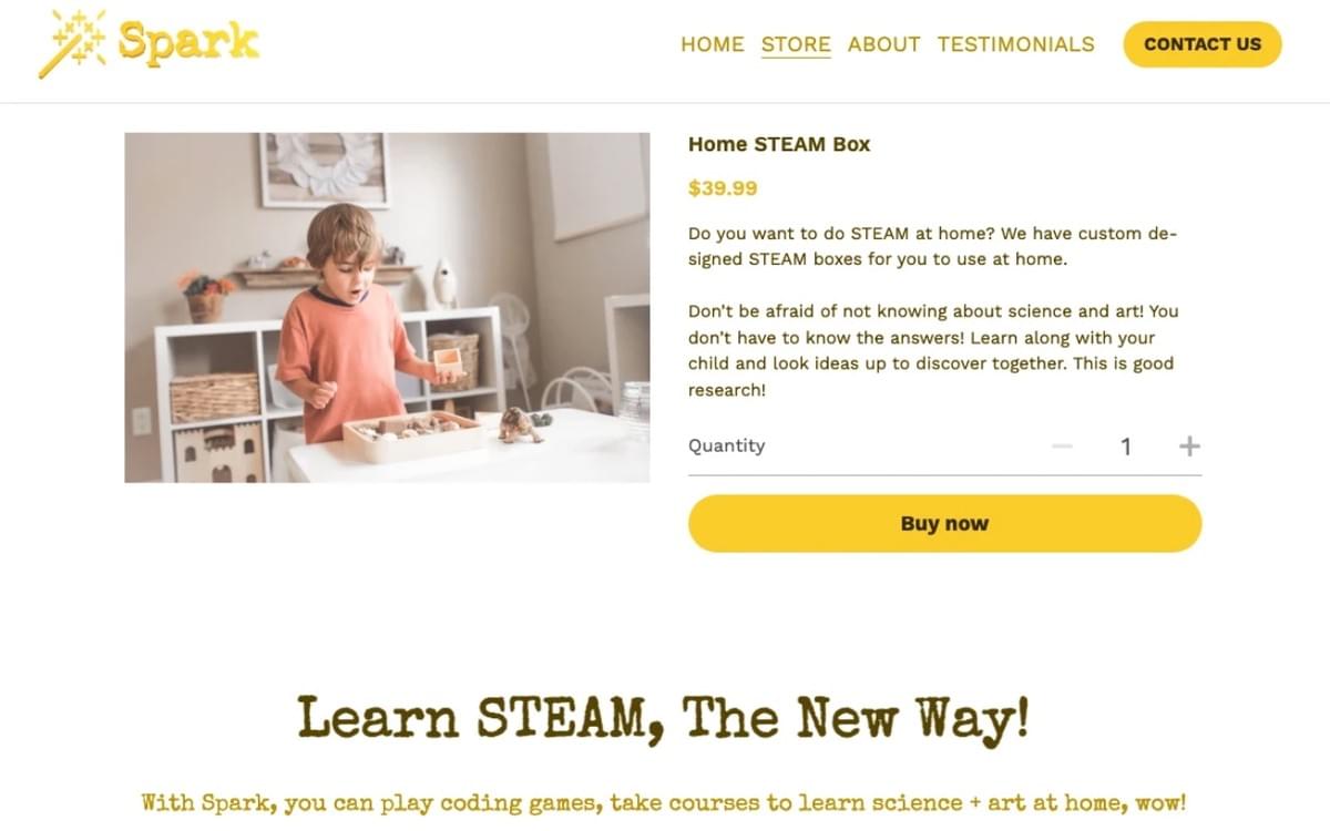 Template de Loja Spark da Strikingly