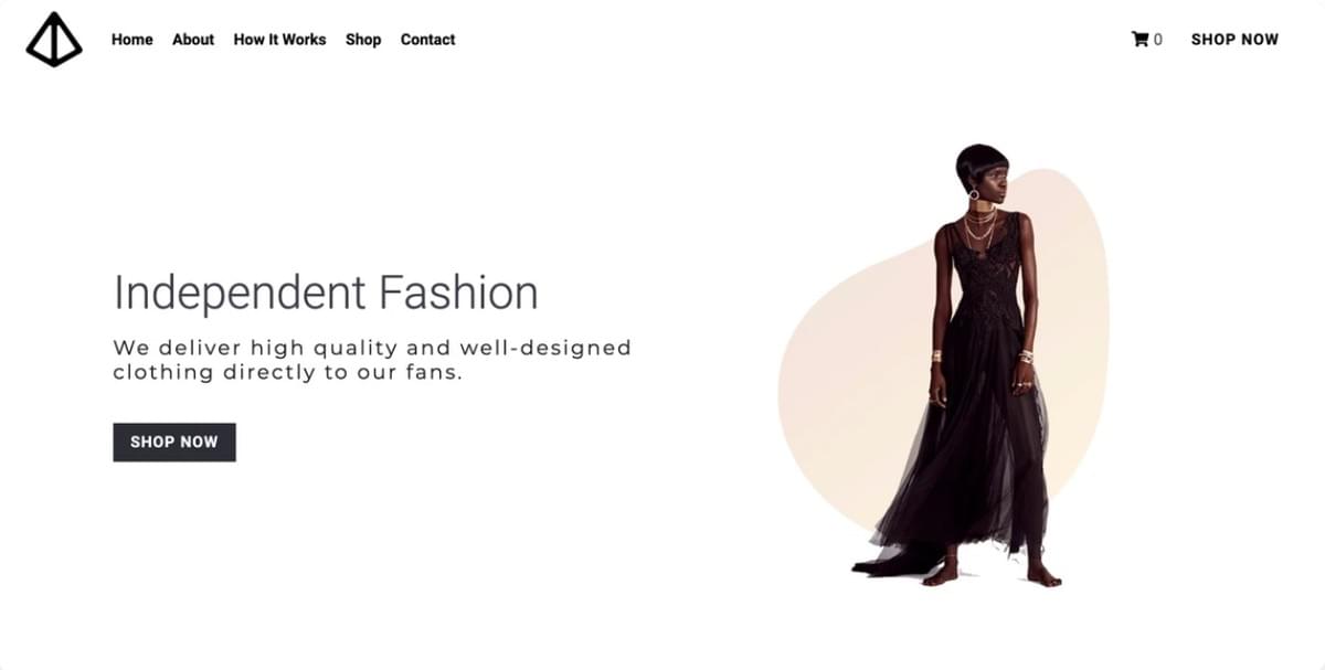 Modelo de compras online Glow da Strikingly