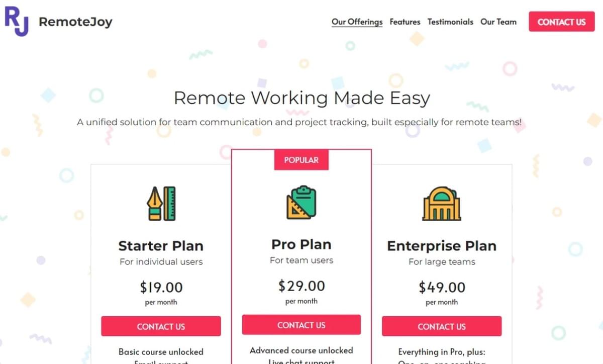 RemoteJoy Sjabloon van Strikingly