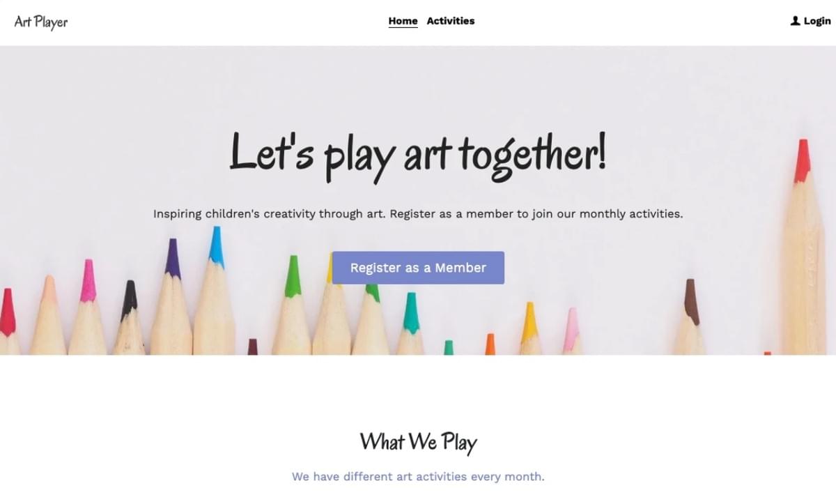 ArtPlayer-sjabloon van Strikingly