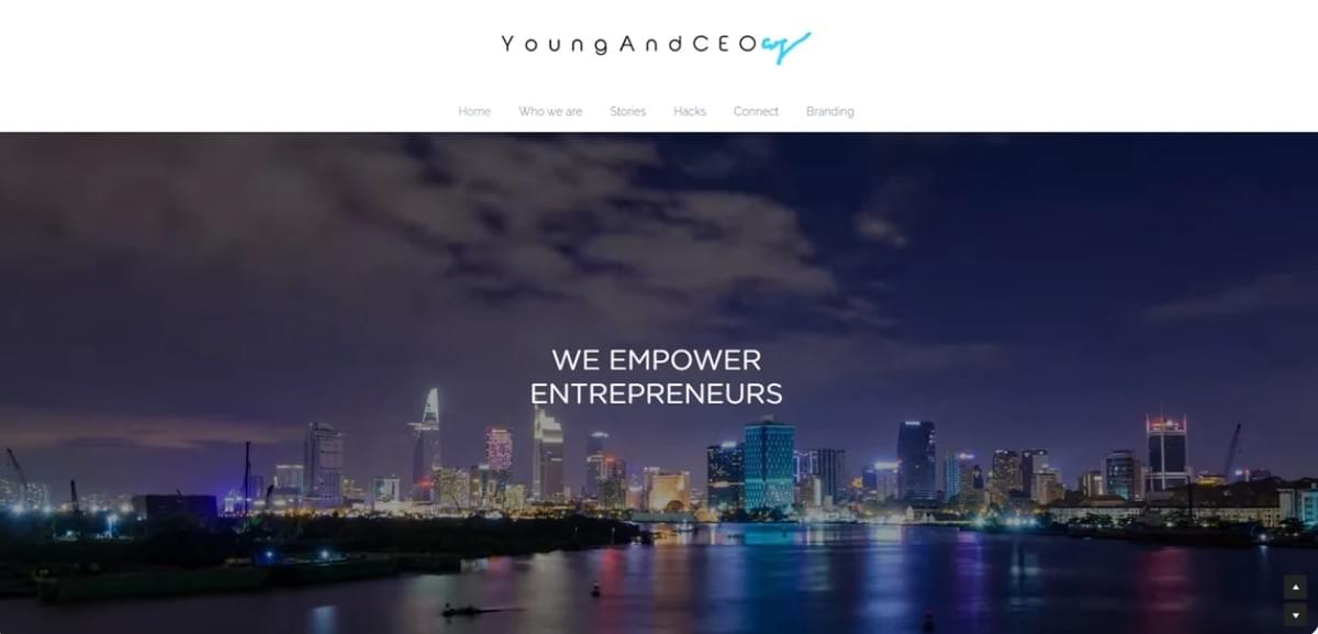 Young and CEO-website van Strikingly