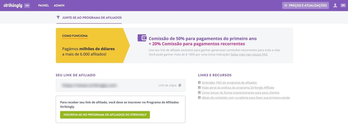 Strikingly Marketing de Afiliados Página