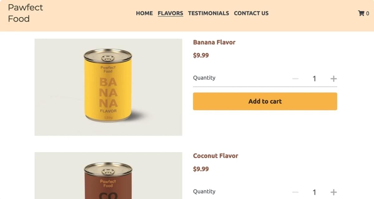 Template de Comida Pawfect da Strikingly