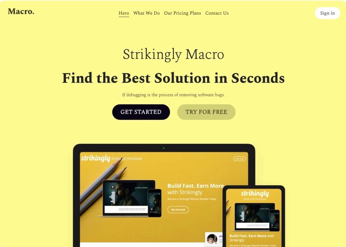 Macro Digitale Product Sjabloon van Strikingly