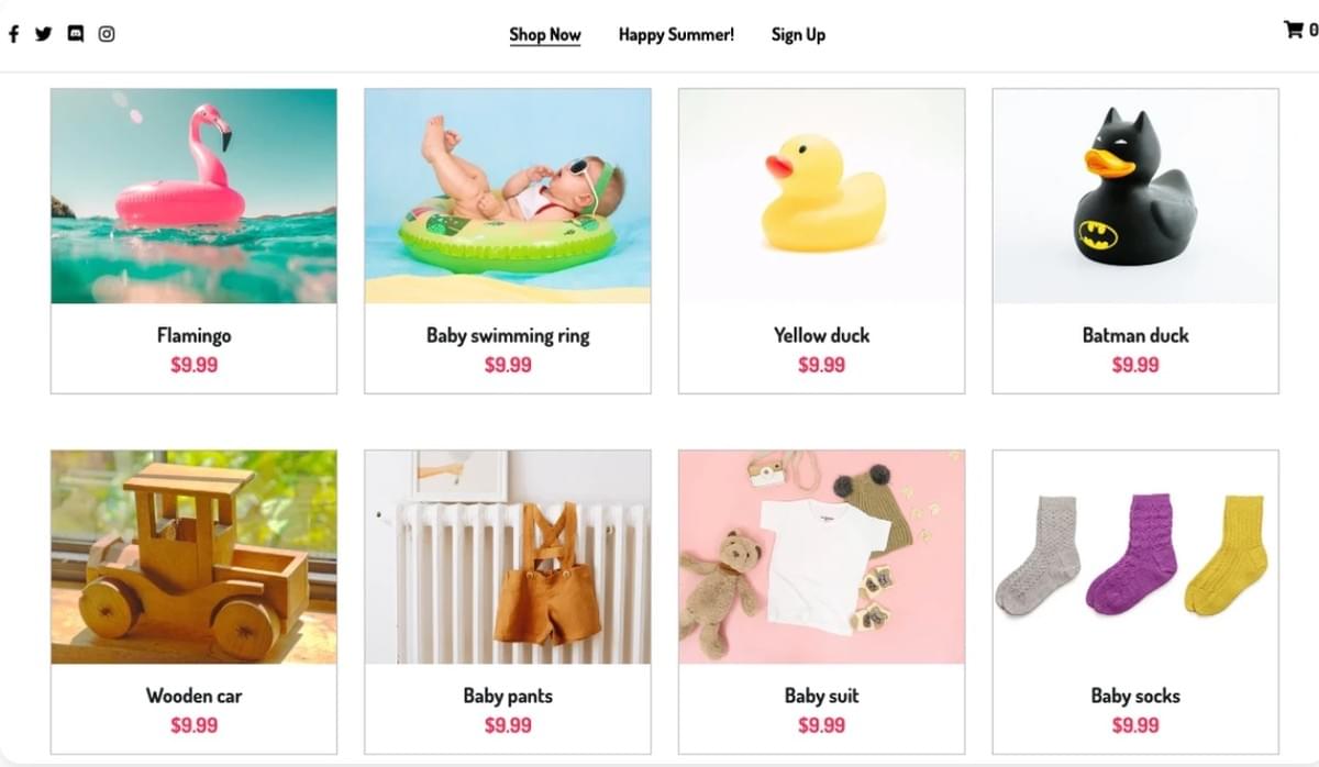 Template de Loja Online Peggi da Strikingly