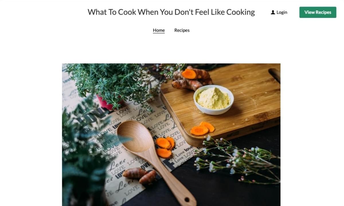 Modelo de "O Que Cozinhar" da Strikingly