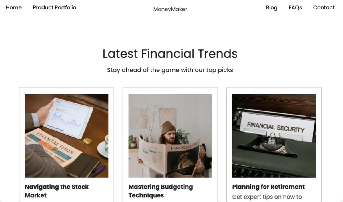Financieel blog van Strikingly