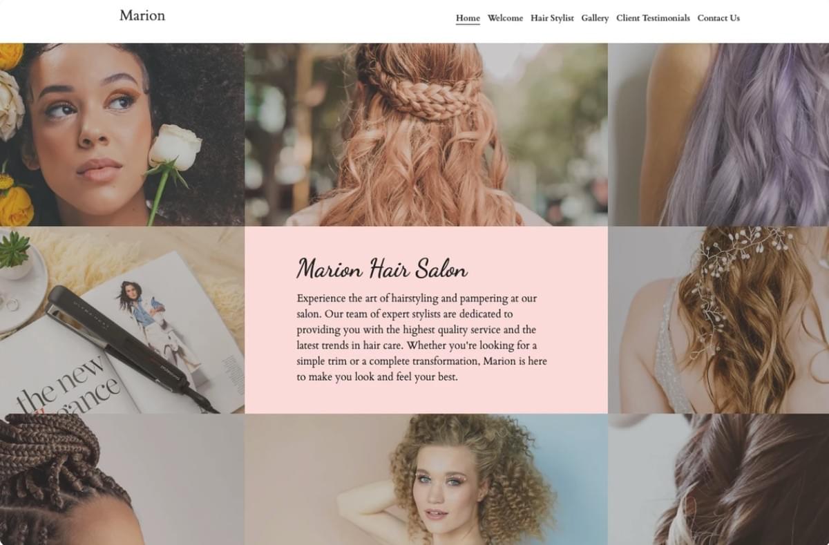 Salonsjabloon van Strikingly