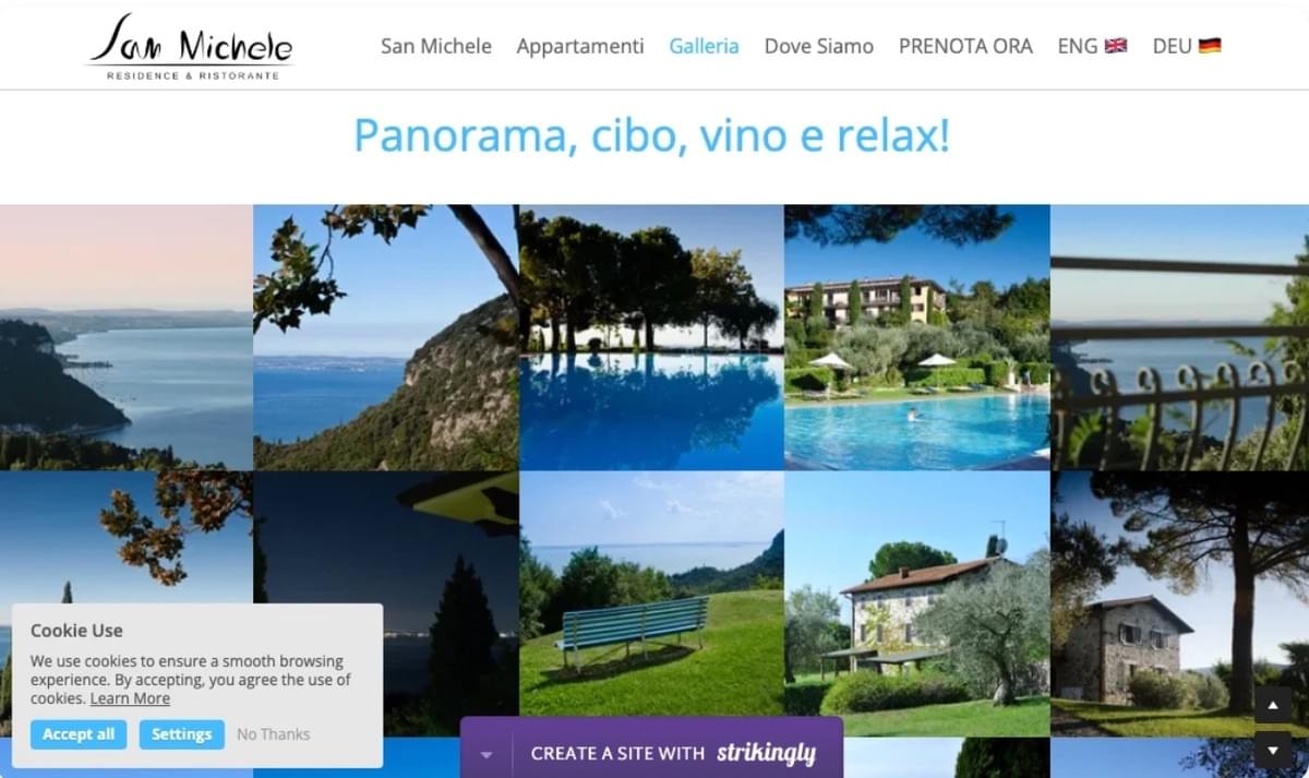 Cookiemelding op de Strikingly-site