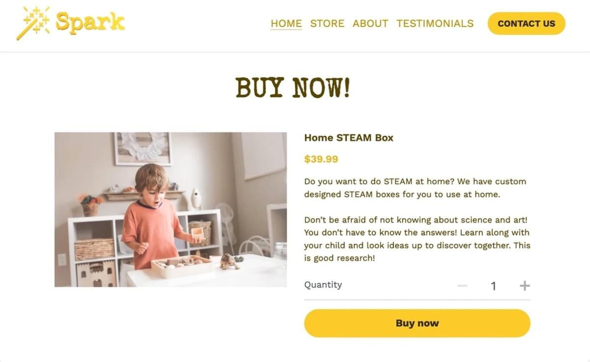 Spark-sjabloon van Strikingly