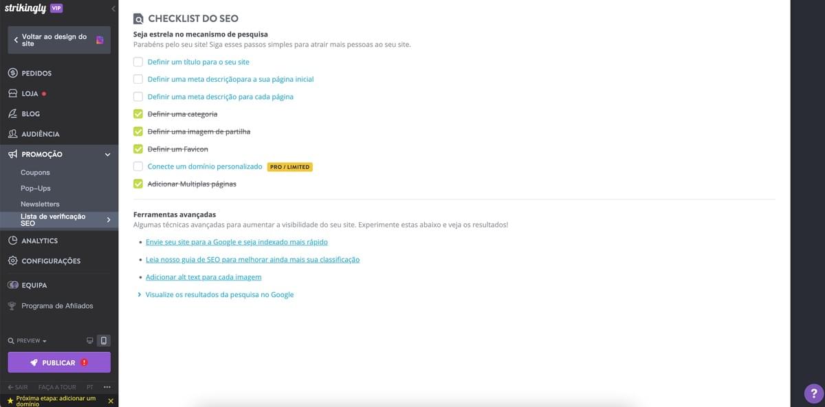 Dicas de meta descrições - Como o Strikingly pode ajudar a sua empresa a direcionar o tráfego de forma eficaz - Otimização de SEO