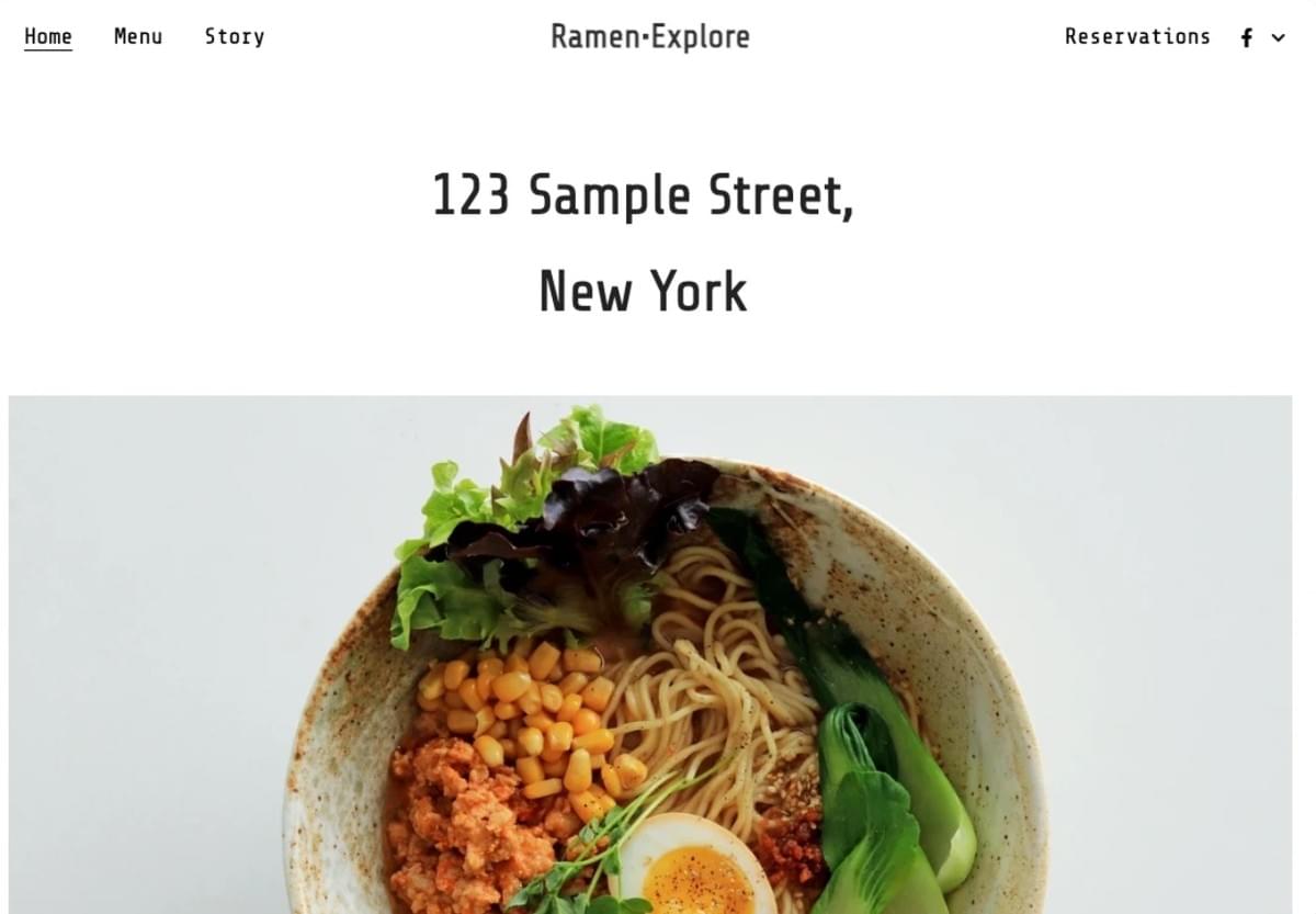 Template Ramen Explore da Strikingly
