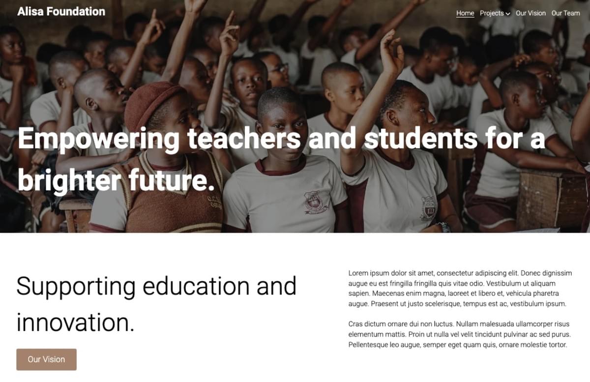 Alisa Foundation Template van Strikingly