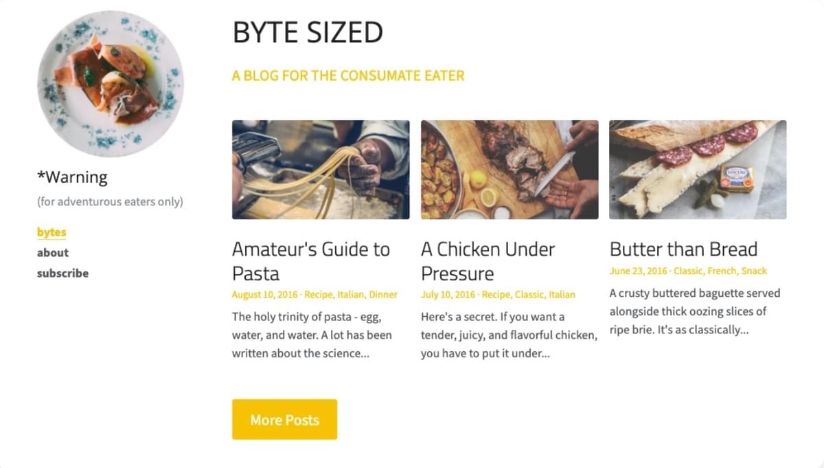 Byte Sized Template van Strikingly