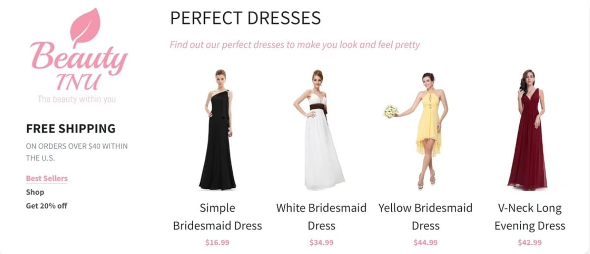 Websitesjabloon voor kledingwinkel zoals Beauty