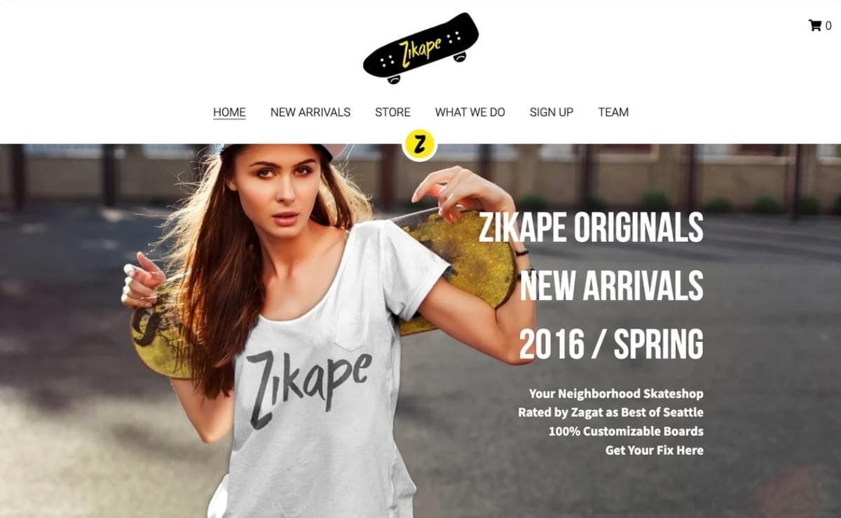 Zikape-sjabloon van Strikingly