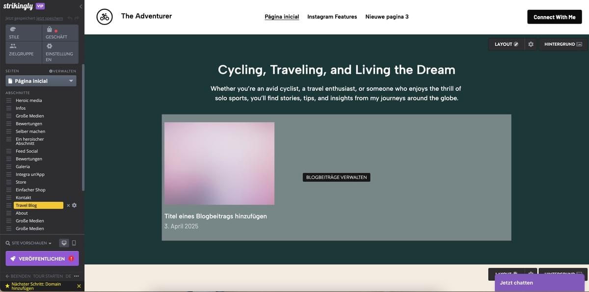 Schritte zum Schreiben eines Blogbeitrags auf Strikingly – Zugriff auf den Blog-Editor 