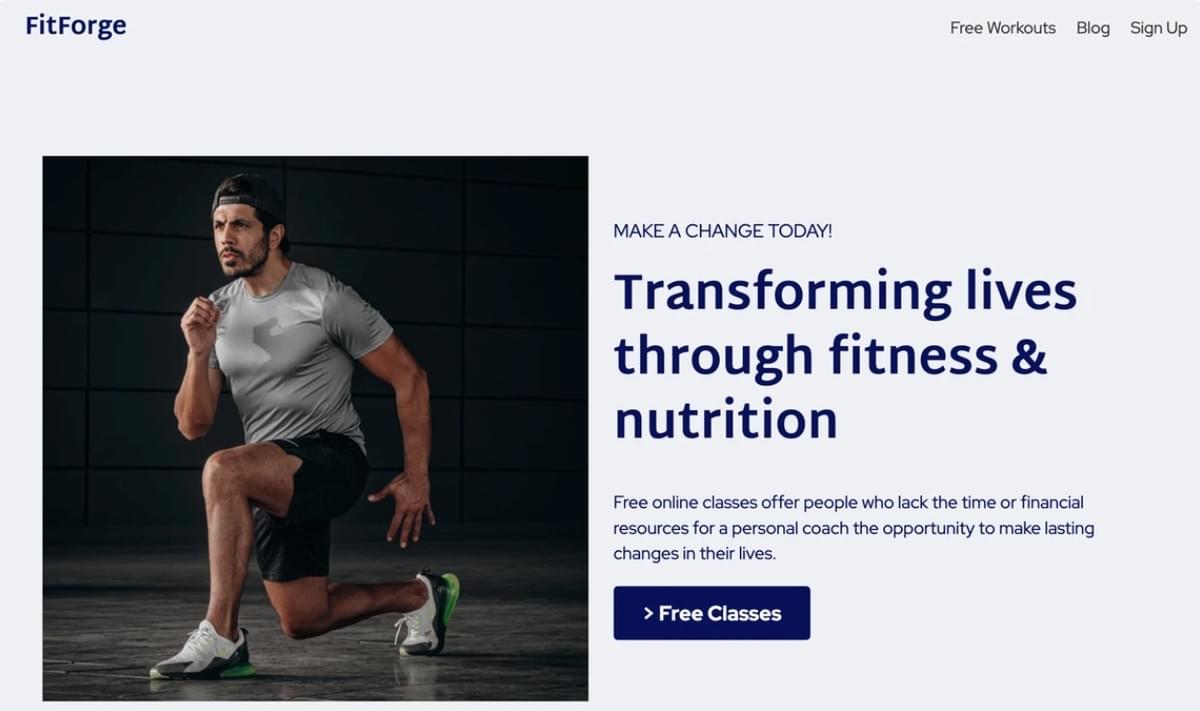 FitForge Sjabloon van Strikingly