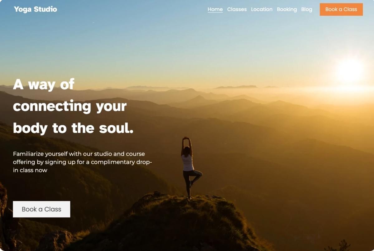 Yoga Sjabloon van Strikingly