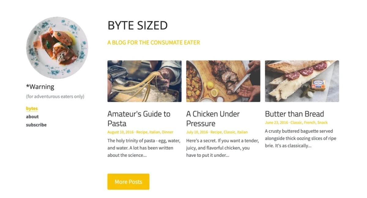 Byte Sized Template van Strikingly
