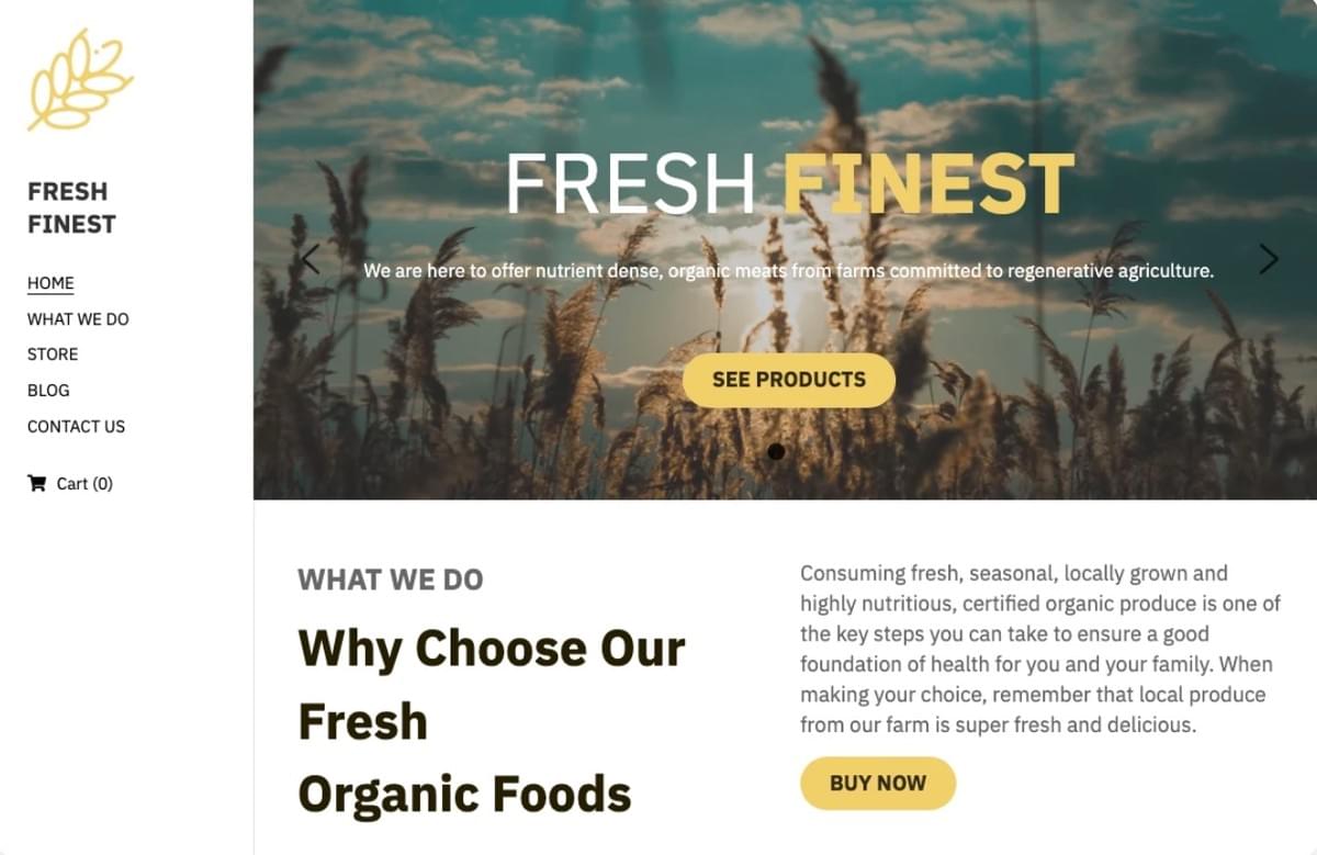 Template Fresh Finest do Strikingly