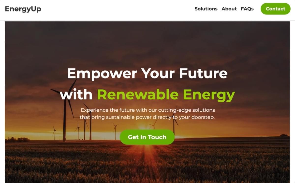 Modelo Energy Up da Strikingly